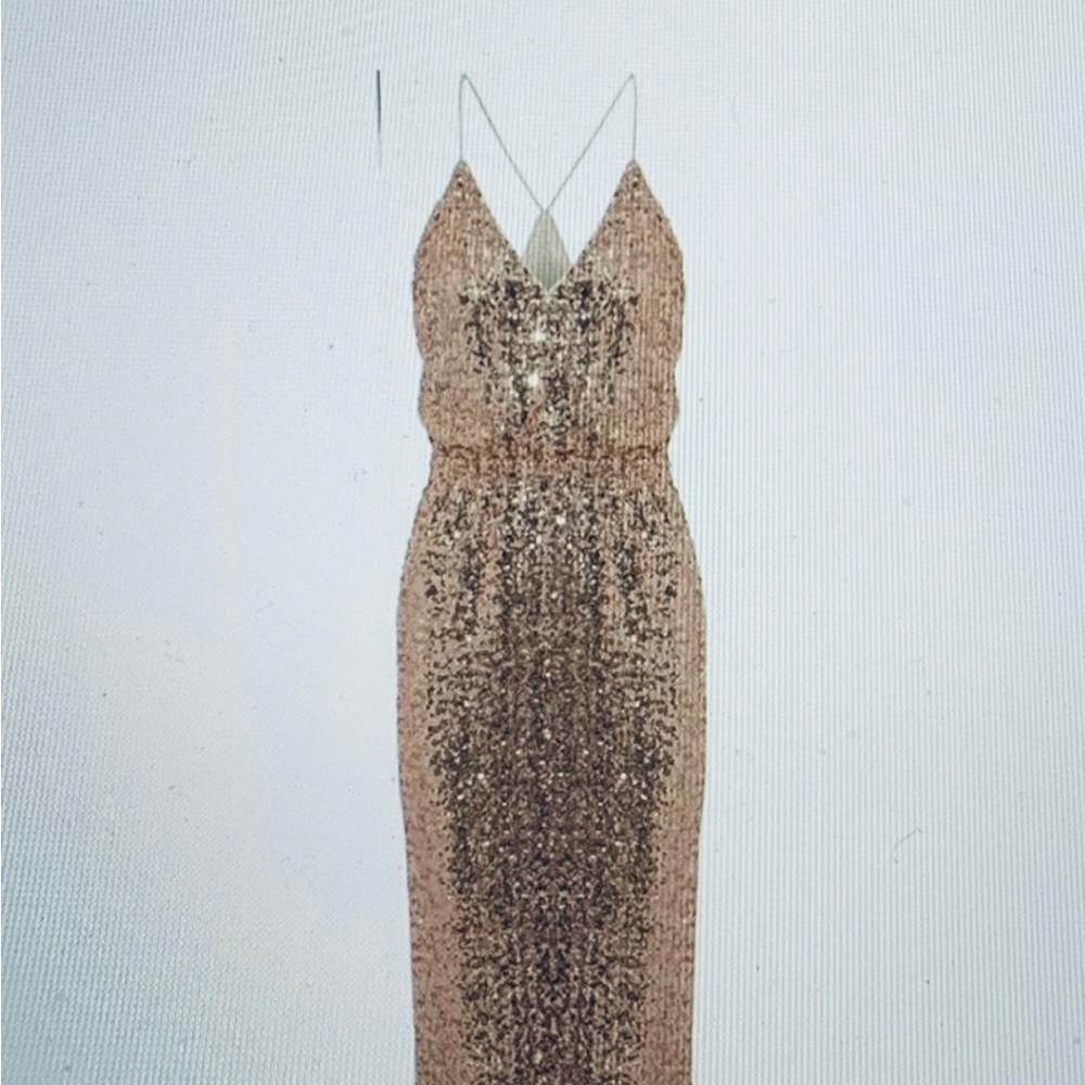 Badgley Mischka Rose Gold Sequins dress - size 14